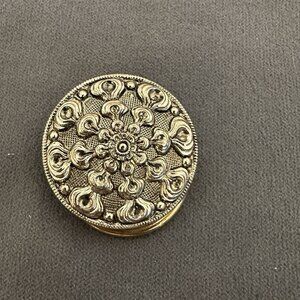 Vintage Western Germany Decorative Gold Tone Metal Scarf Clip filigree Mandala